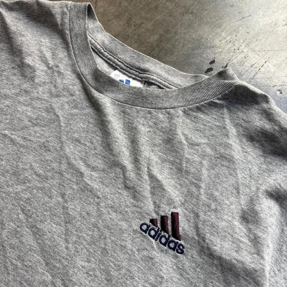 Adidas Long Sleeve Shirt Vintage 90s Embroidered Logo Gray Mens 2XL